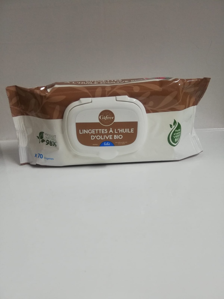 GIFRER LINGETTES BEBE  AU LINIMENT HUILE OLIVE EXTRA X70 9646            