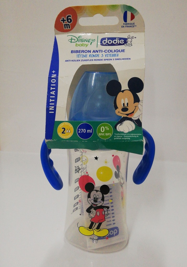 DODIE BIB INI+ 270ML ANSES MICKEY BLEU+ 6 M TET RONDE 3 VIT D2 6880