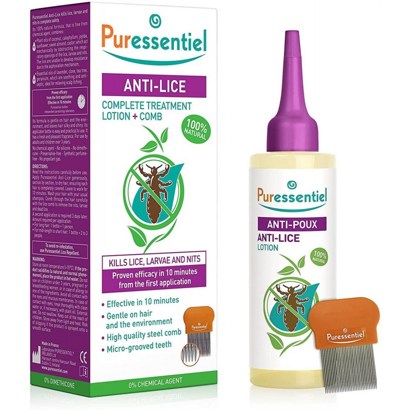 PURESS ANTI POUX LOTION + PEIGNE TRAITEMENT 10MIN FL 100ML 9505  