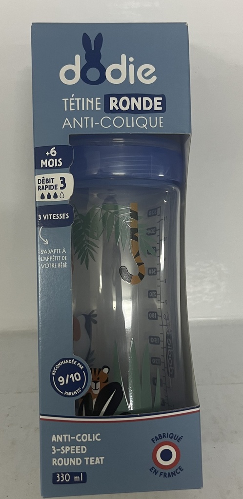 DODIE BIB INI+ 330ML BLEU POMPIER +6 M TET RONDE 3 VIT D3 6941/0379
