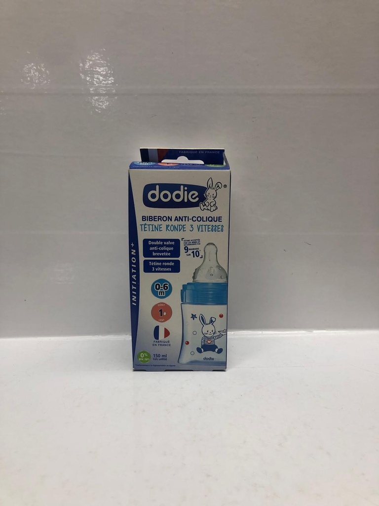 DODIE BIB INI+ 150ML BLEU BÂTEAU 0-6 M TET RONDE 3 VIT D1 7009/0294/0291