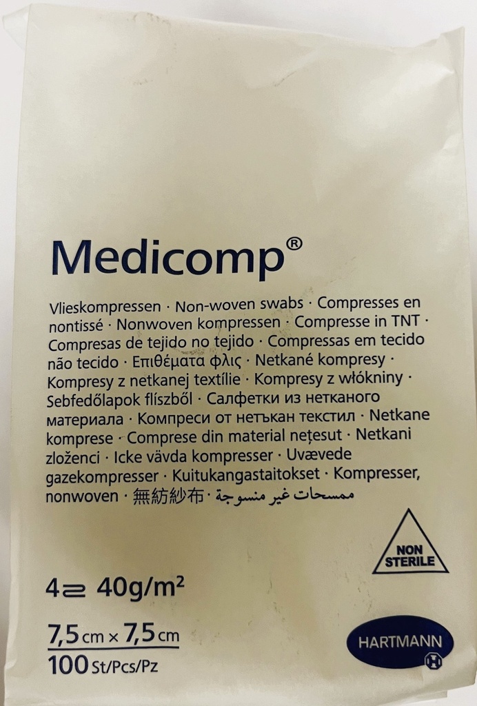 HRTM MEDICOMP S40 COMPRESSES NONTISSE NON STERILES 7.5*7.5CM X100U 411843 