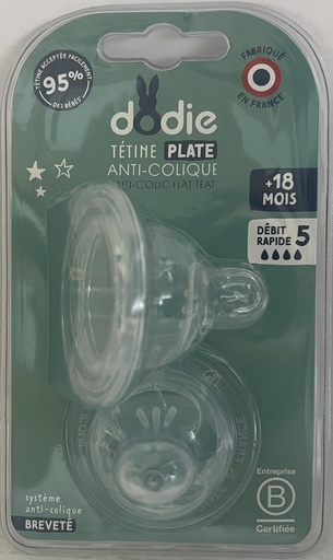 [009294] DODIE TETINE PLATE SENS+ ANTI COLIQUE D5 +18M X2 2632