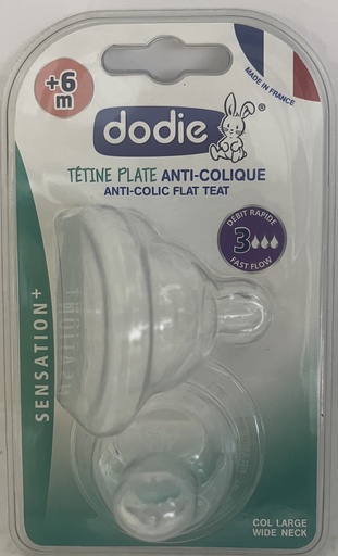 [008577] DODIE TETINE PLATE SENS+ ANTI COLIQUE D3 +6M X2 1550