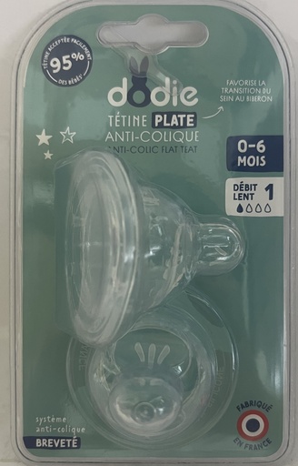 [008560] DODIE TETINE PLATE SENS+ ANTI COLIQUE D2 0-6M X2 1543